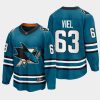 san jose sharks jeffrey viel home 2022 23 the evolve jersey teal