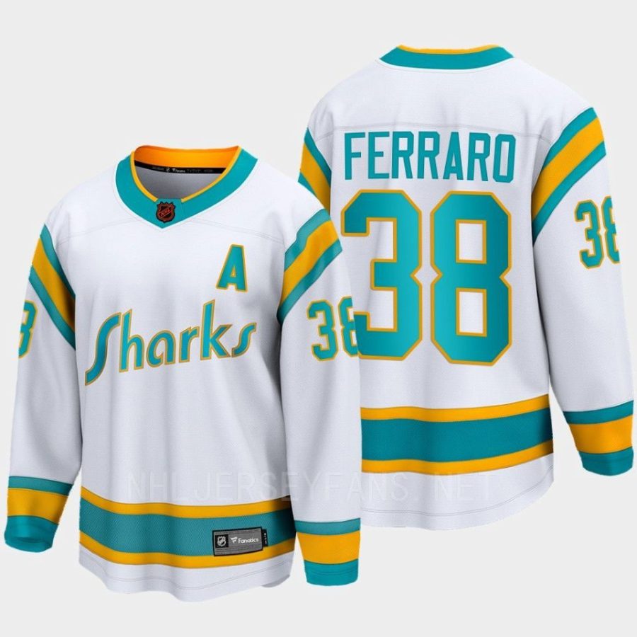 san jose sharks mario ferraro special edition 2.0 2022 breakaway player retro jersey white