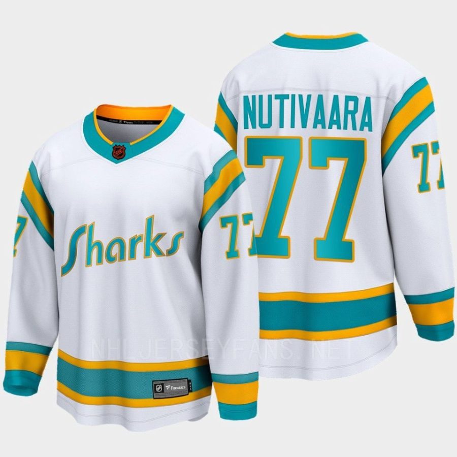 san jose sharks markus nutivaara special edition 2.0 2022 breakaway player retro jersey white