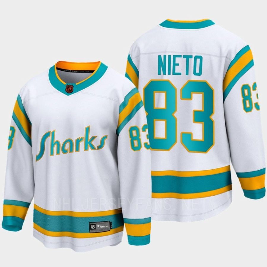 san jose sharks matt nieto special edition 2.0 2022 breakaway player retro jersey white