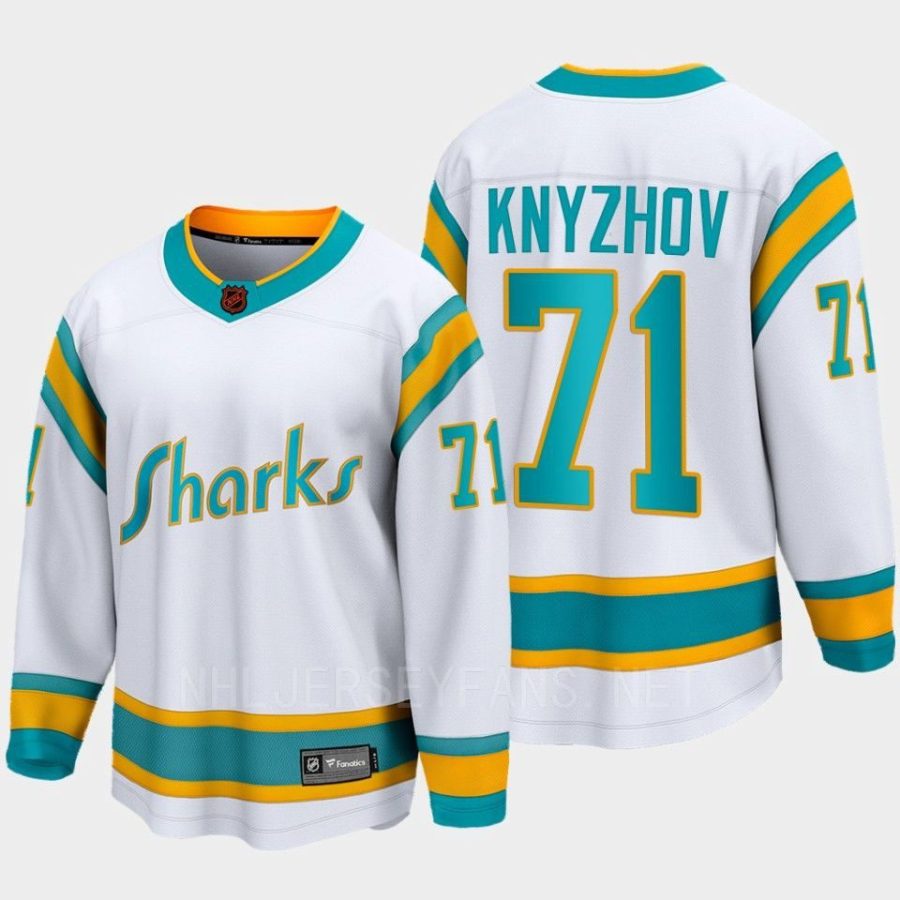 san jose sharks nikolai knyzhov special edition 2.0 2022 breakaway player retro jersey white