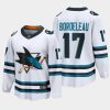 san jose sharks thomas bordeleau away 2022 23 the evolve jersey white