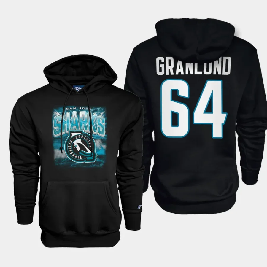 sharks mikael granlund black cali fin 3rd stormy sea hoodie