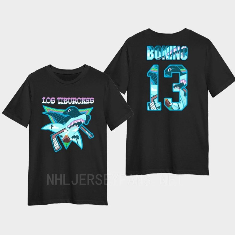 sharks nick bonino black 2022 los tiburones cotton t shirt