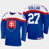 slovakia hockey andrej kollar 2022 iihf world championship away jersey blue