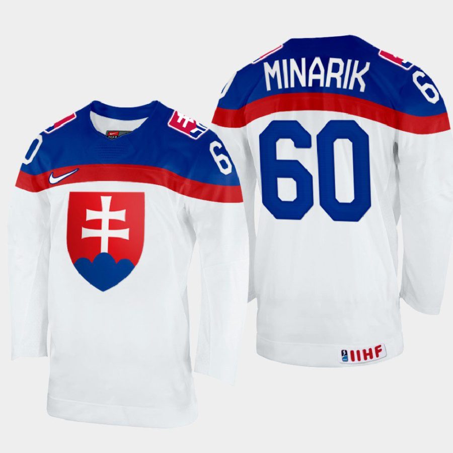 slovakia hockey jakub minarik 2022 iihf world championship home jersey white