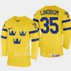 sweden carl lindbom 2023 iihf world junior championship home jersey yellow