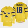 sweden filip bystedt 2023 iihf world junior championship home jersey yellow