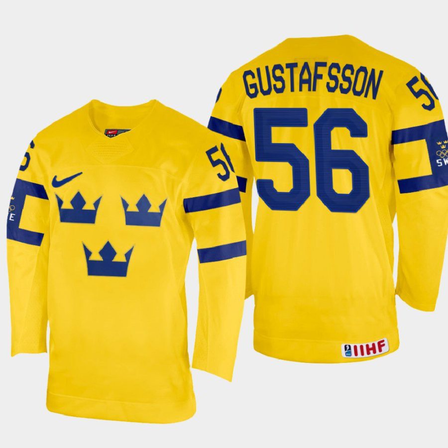 sweden hockey erik gustafsson 2022 iihf world championship home jersey yellow