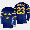 sweden hockey lucas raymond 2023 iihf world championship men away jersey navy