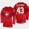 switzerland hockey andrea glauser 2022 iihf world championship away jersey red