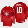 switzerland hockey andres ambuhl 2022 iihf world championship away jersey red