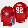 switzerland hockey gaetan haas 2023 iihf world championship men away jersey red