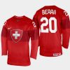 switzerland hockey reto berra 2022 iihf world championship away jersey red