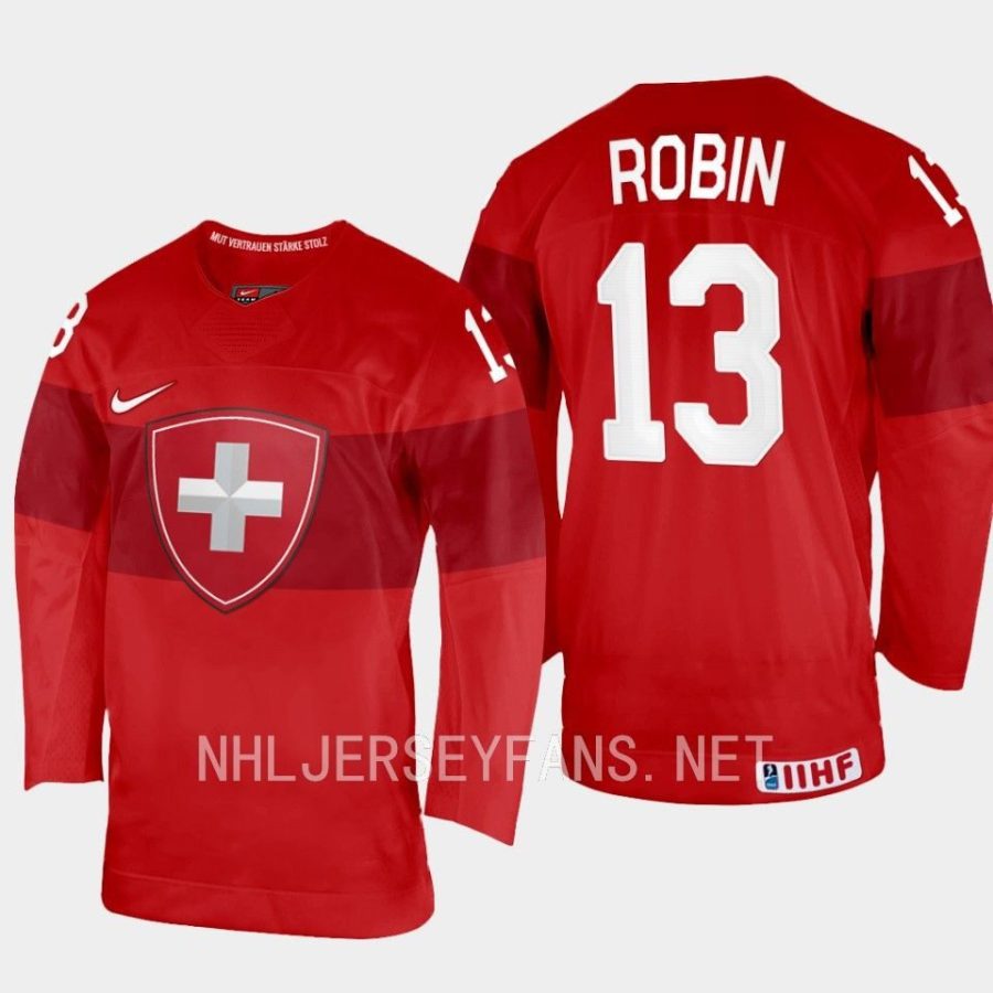 switzerland louis robin 2023 iihf world junior championship jersey red