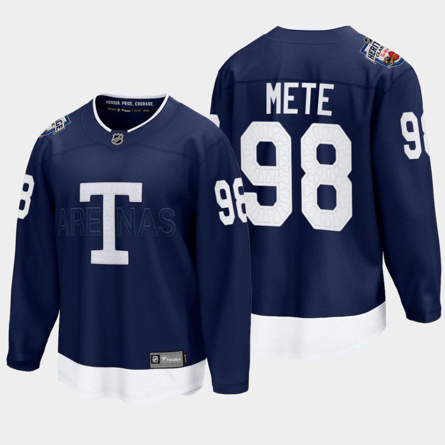 toronto maple leafs victor mete heritage classic 2022 breakaway player jersey navy