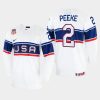 usa hockey andrew peeke 2022 iihf world championship home jersey white