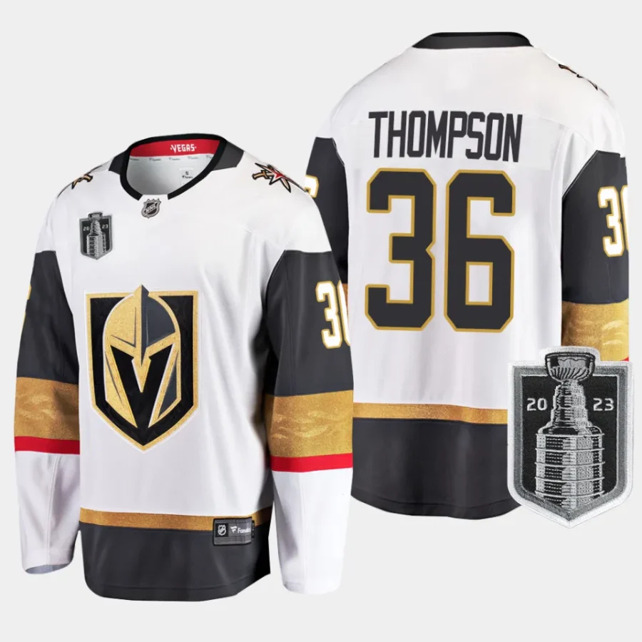 vegas golden knights logan thompson 2023 stanley cup final away breakaway player jersey white