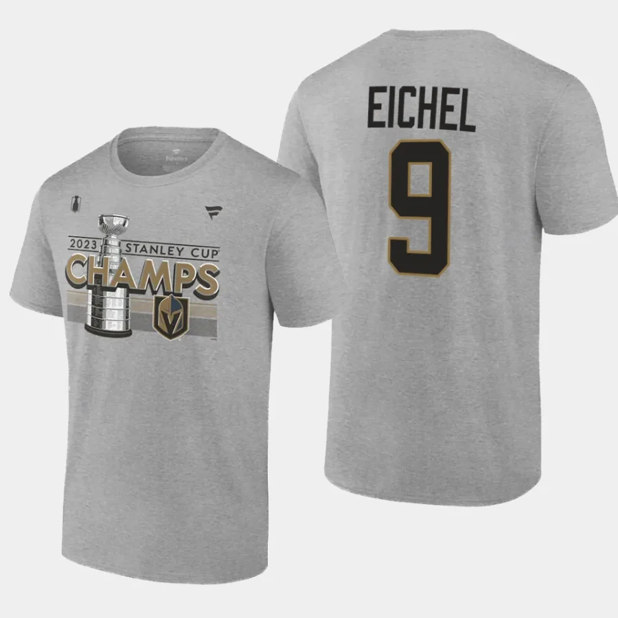 vgk jack eichel heather gray 2023 stanley cup champions locker room performance t shirt