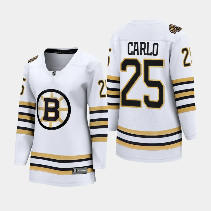 women bruins brandon carlo white 2023 24 100th anniversary premier breakaway player jersey