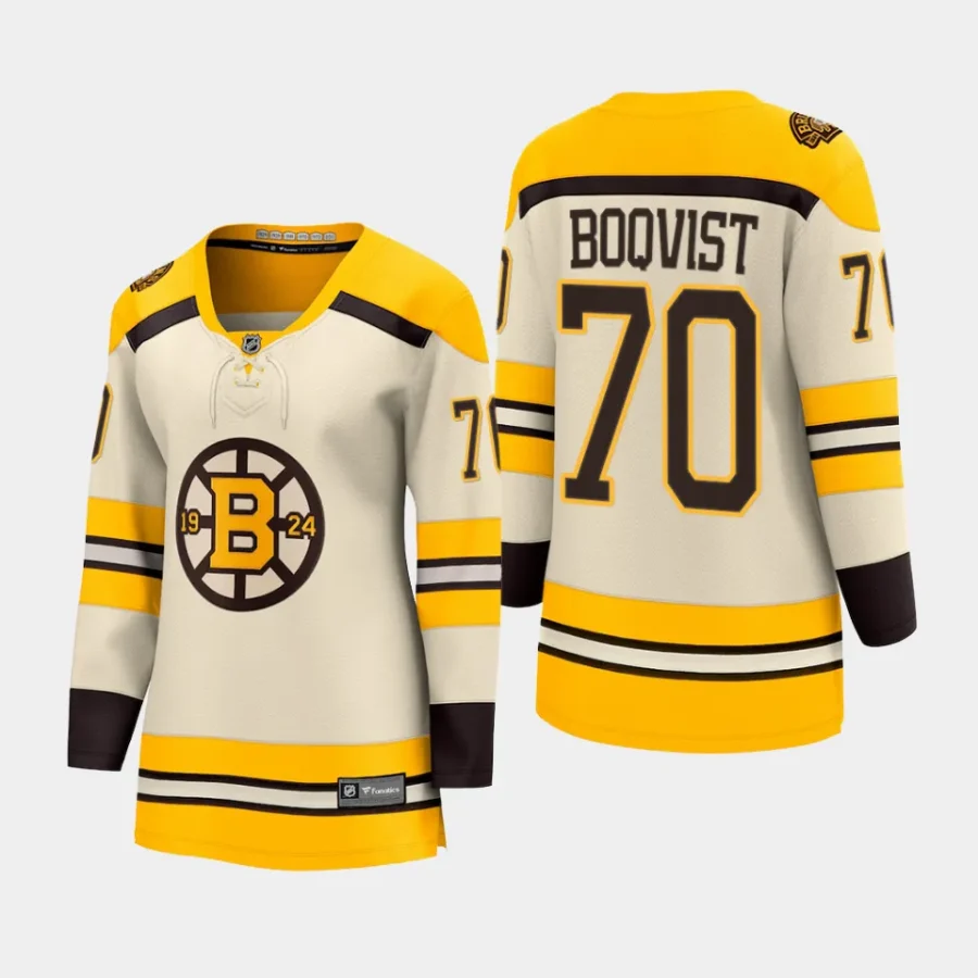 women bruins jesper boqvist cream 2023 24 100th anniversary premier breakaway player jersey