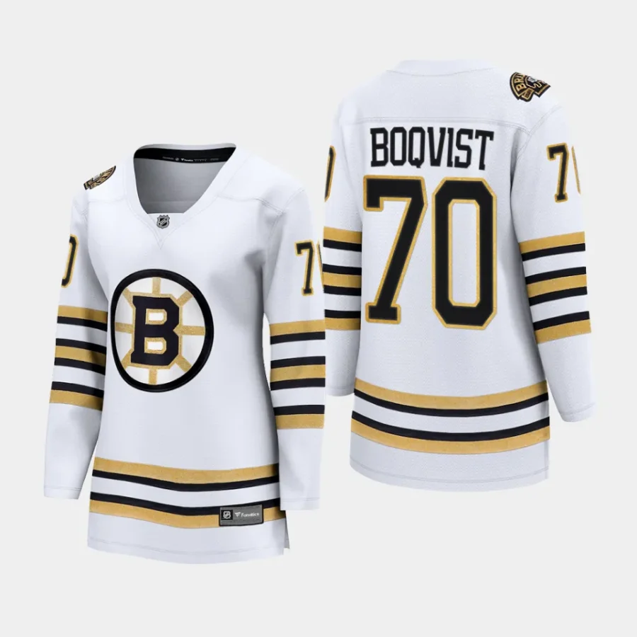 women bruins jesper boqvist white 2023 24 100th anniversary premier breakaway player jersey