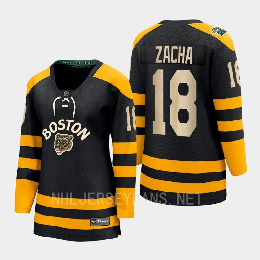 women bruins pavel zacha black 2023 winter classic breakaway jersey