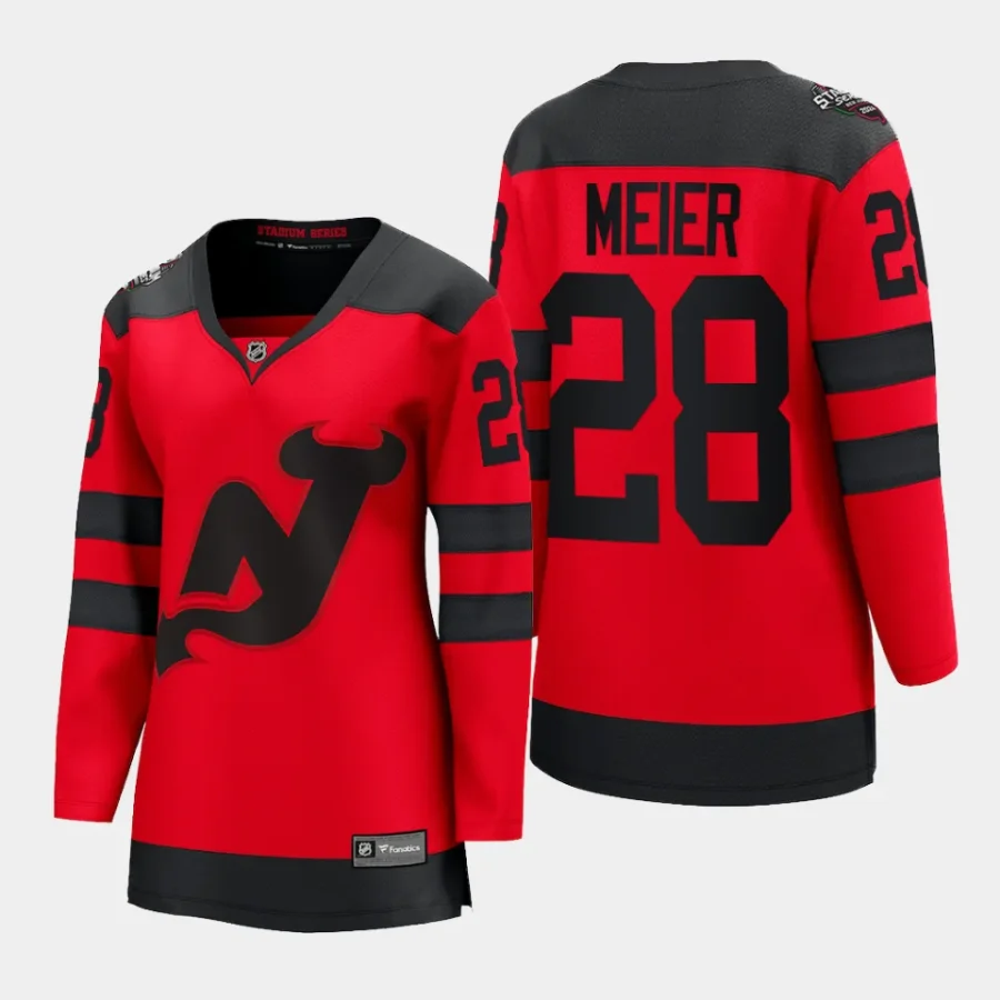 women devils timo meier red 2024 nhl stadium series breakaway player jersey