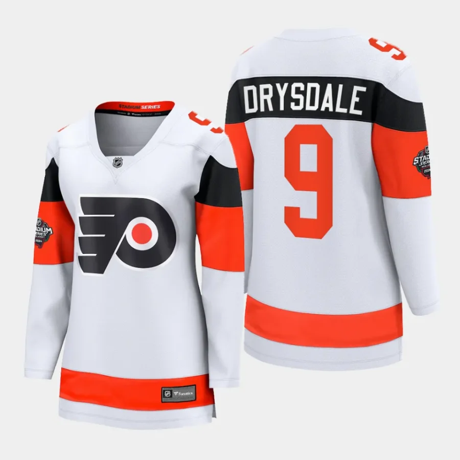 women flyers jamie drysdale white 2024 nhl stadium series breakaway player jersey