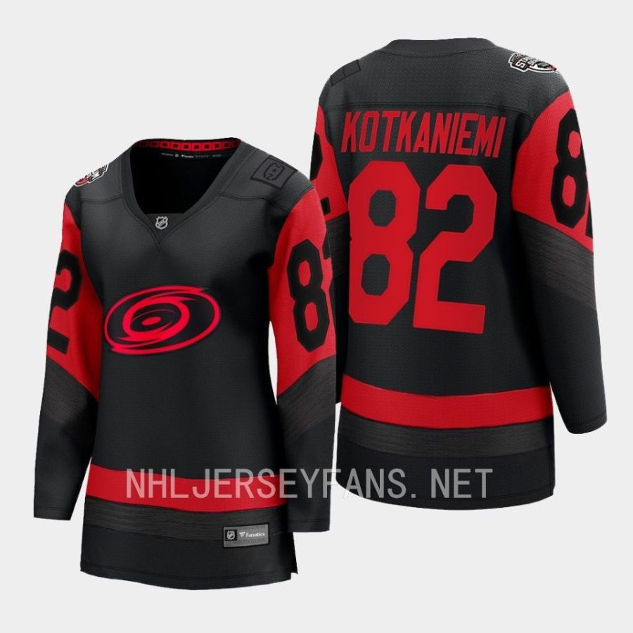 women hurricanes jesperi kotkaniemi black 2023 nhl stadium series breakaway player jersey