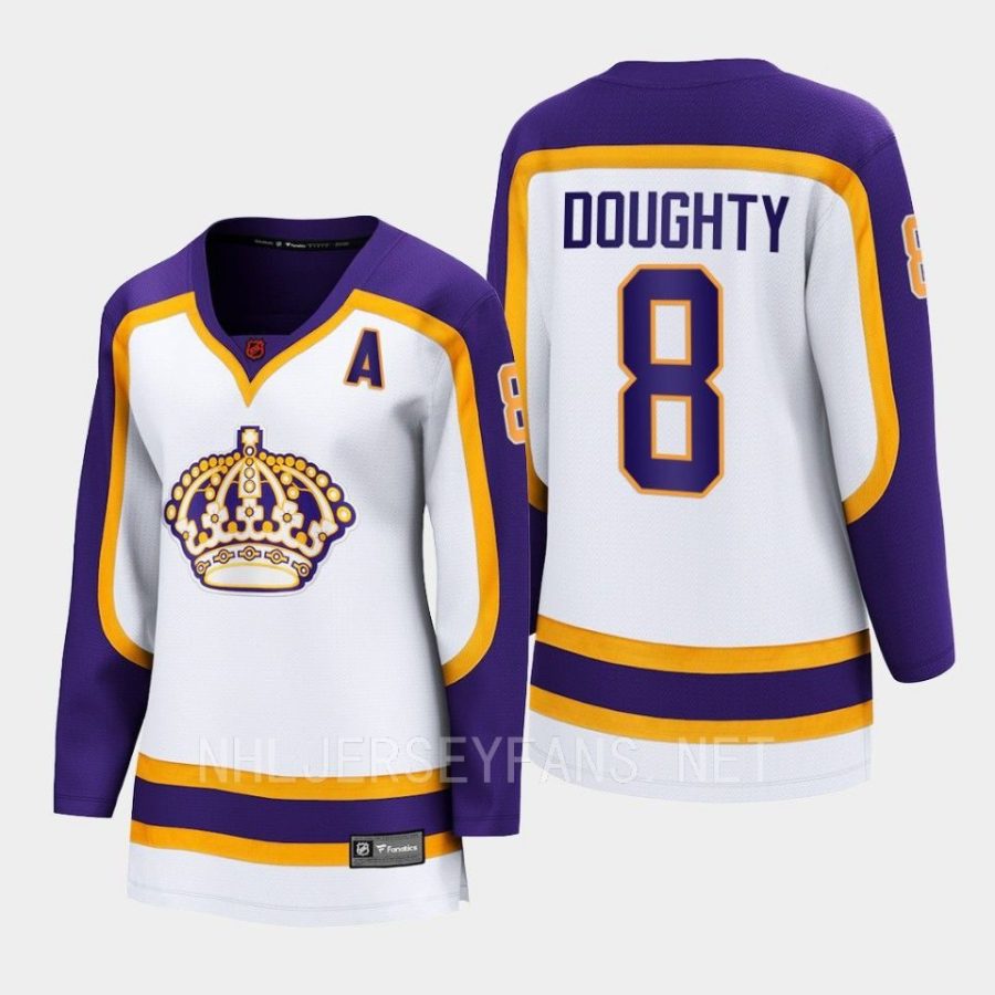 women kings drew doughty white 2022 special edition 2.0 breakaway retro jersey