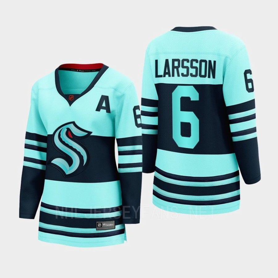 women kraken adam larsson ice blue 2022 special edition 2.0 breakaway player retro jersey