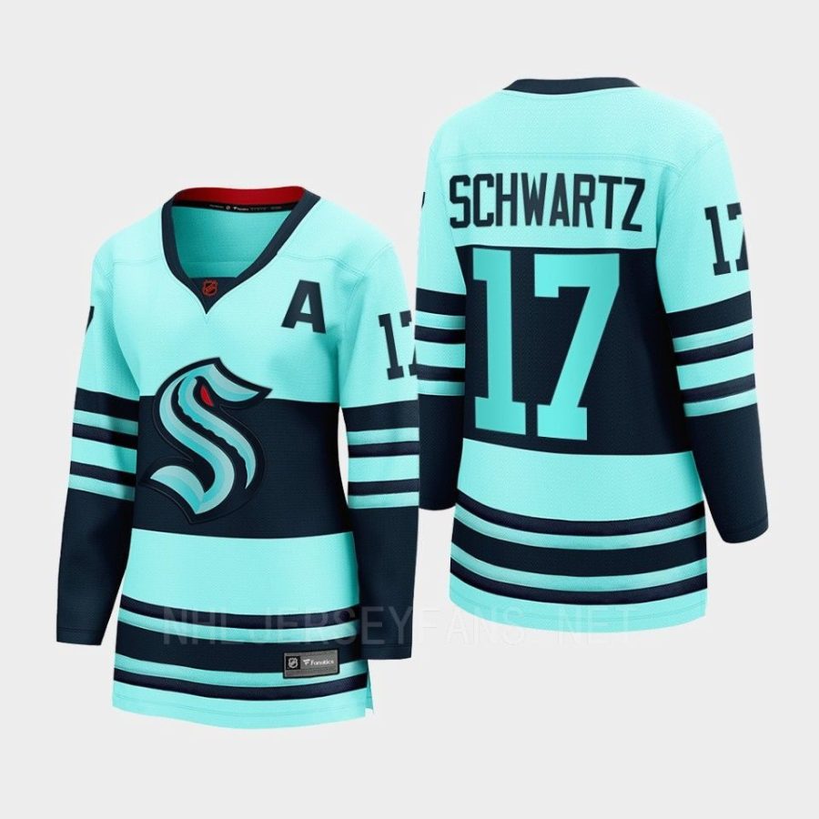 women kraken jaden schwartz ice blue 2022 special edition 2.0 breakaway player retro jersey