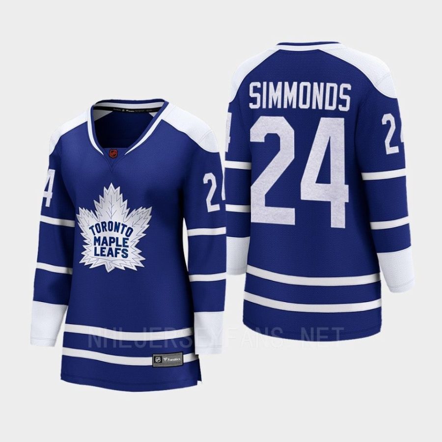 women maple leafs wayne simmonds blue 2022 special edition 2.0 breakaway retro jersey