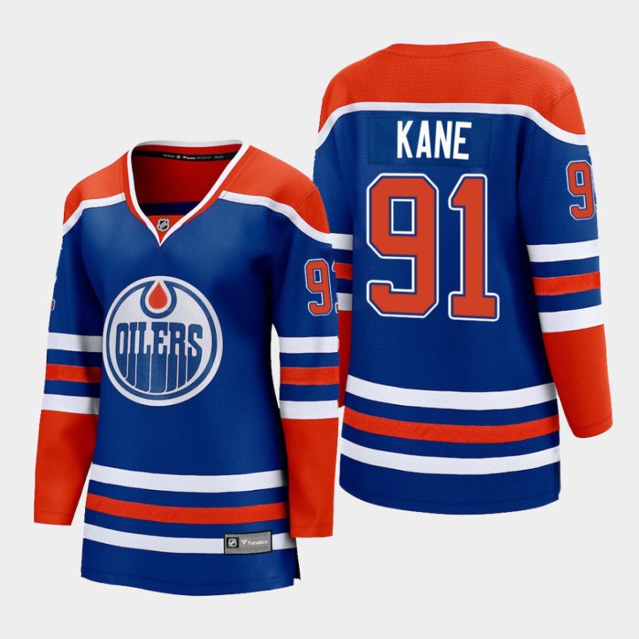 women oilers evander kane royal 2022 23 home premier breakaway player jersey