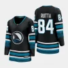 women sharks jan rutta black 2023 24 cali fin 3rd alternate breakaway player jersey