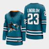 women sharks oskar lindblom teal 2022 23 home premier breakaway jersey