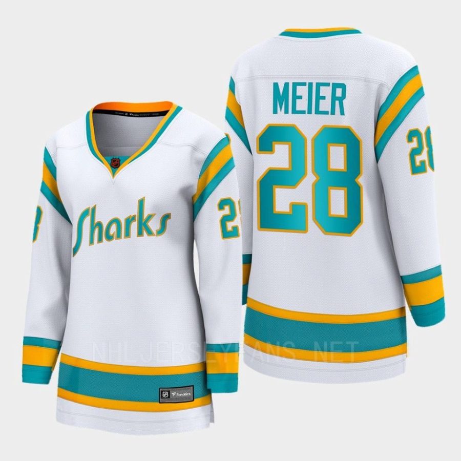 women sharks timo meier white 2022 special edition 2.0 breakaway player retro jersey