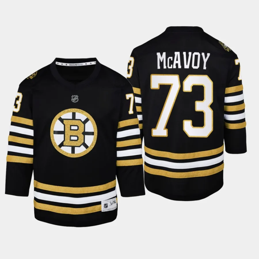 youth bruins charlie mcavoy black 2023 24 100th anniversary premier player jersey