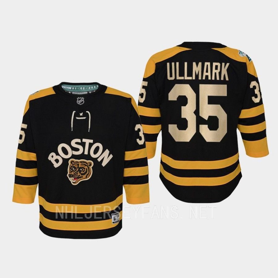 youth bruins linus ullmark black 2023 winter classic premier jersey