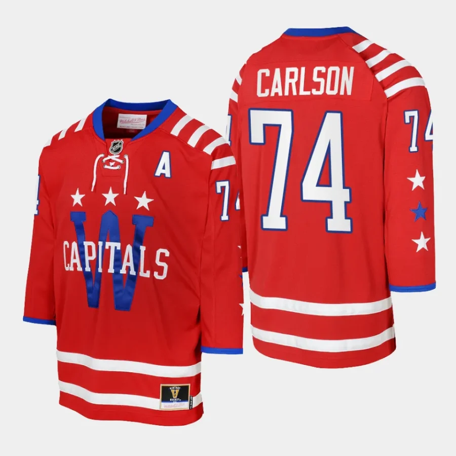 youth capitals john carlson red 2015 blue line mitchell ness jersey