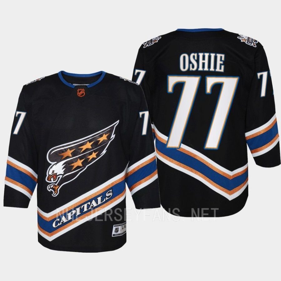 youth capitals t.j. oshie black 2022 special edition 2.0 premier retro jersey