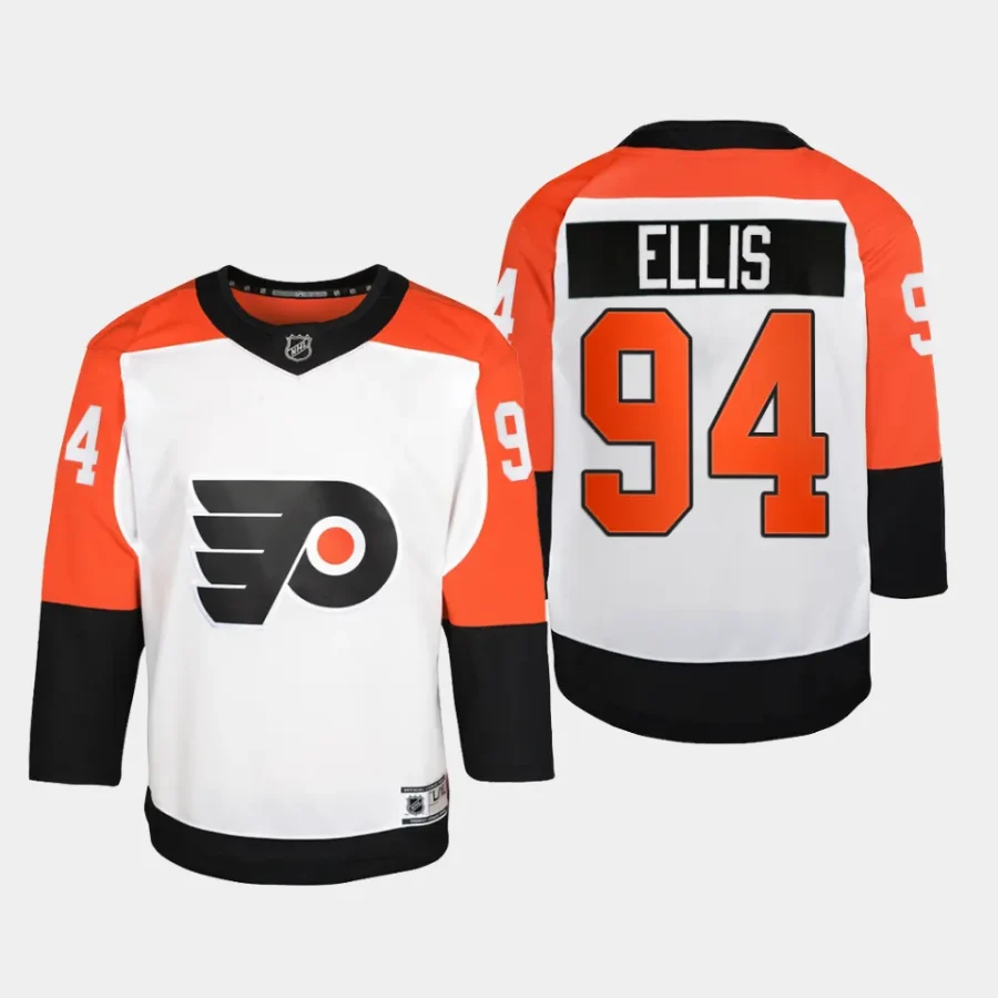 youth flyers ryan ellis white 2023 24 away premier player jersey