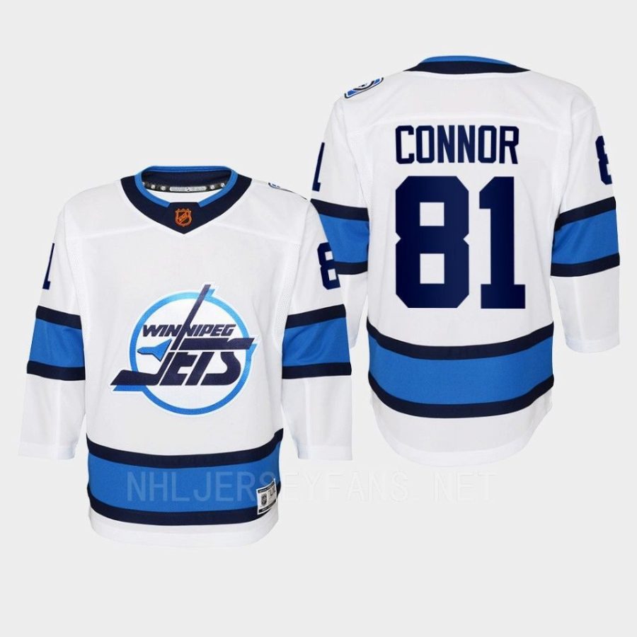 youth jets kyle connor white 2022 special edition 2.0 replica retro jersey