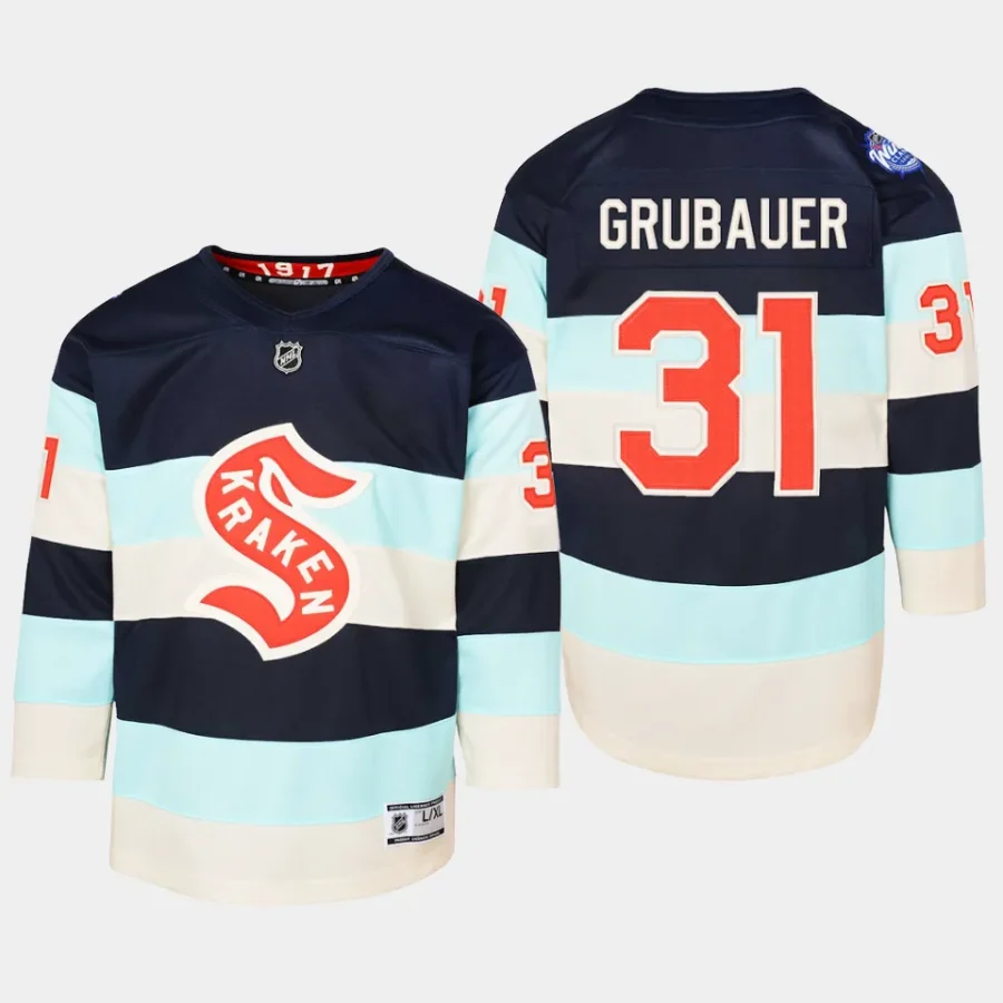 youth kraken philipp grubauer blue 2024 nhl winter classic premier player jersey