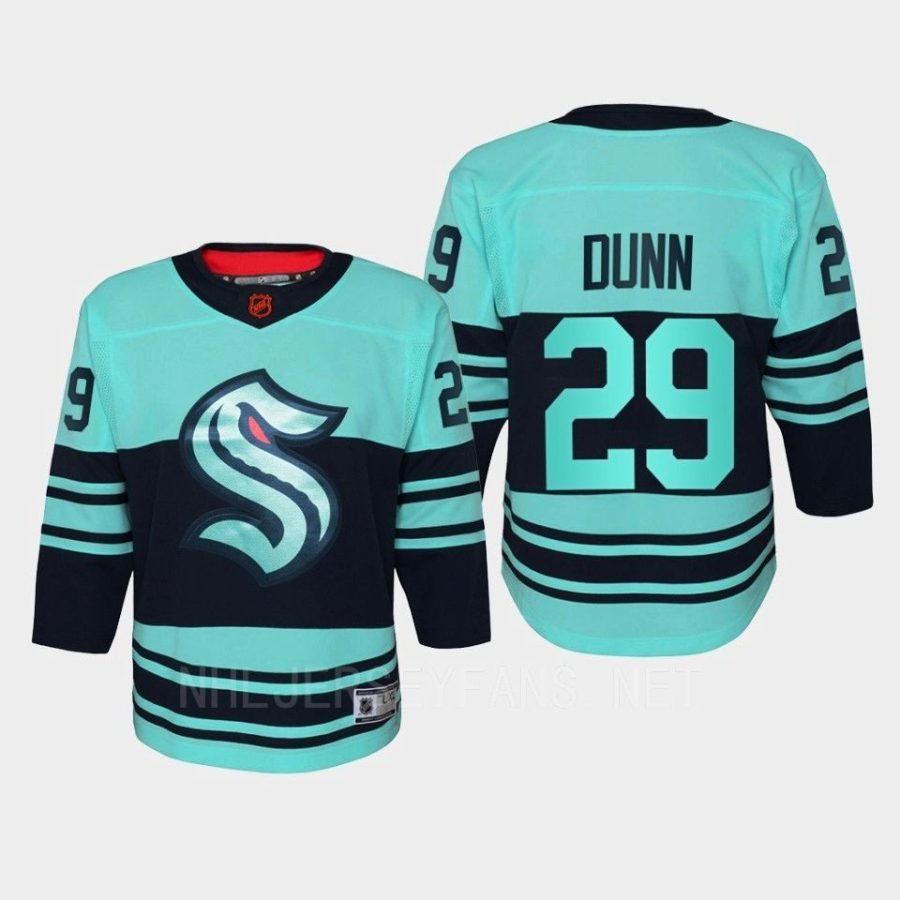 youth kraken vince dunn ice blue 2022 special edition 2.0 replica retro jersey