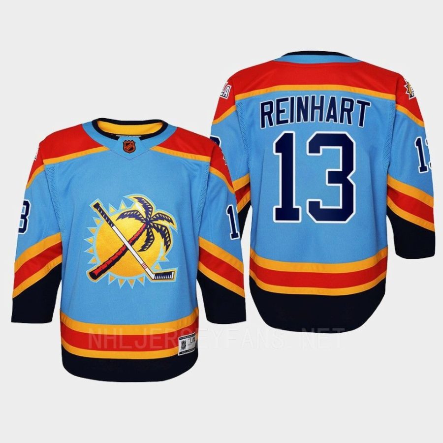 youth panthers sam reinhart blue 2022 special edition 2.0 replica retro jersey