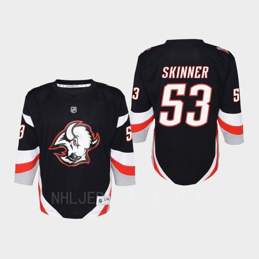 youth sabres jeff skinner black 2022 23 goathead third replica player jersey