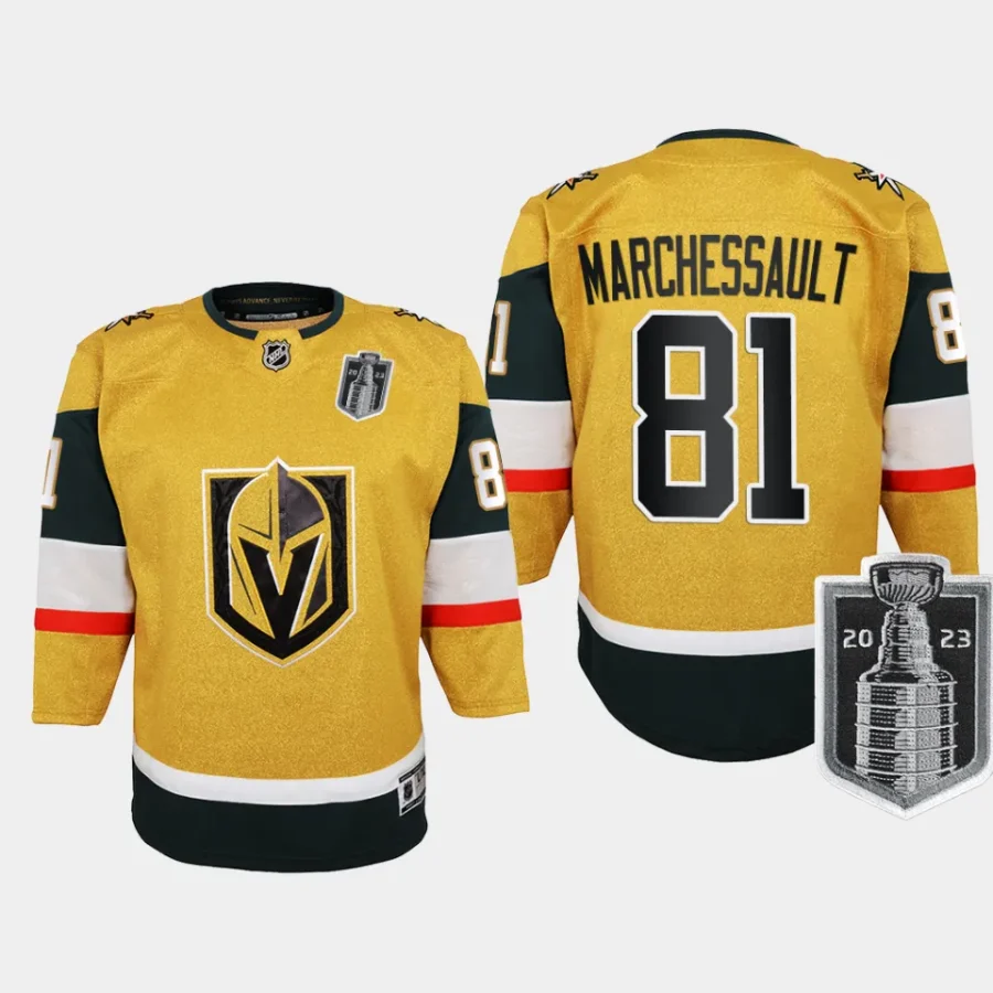 youth vgk jonathan marchessault gold 2023 stanley cup final home premier jersey