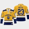 zach metsa quinnipiac bobcats gold 2023 ncaa national champions ice hockey jersey